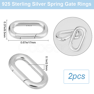 2Pcs 925 Sterling Silver Spring Gate Rings STER-BBC0006-45-1