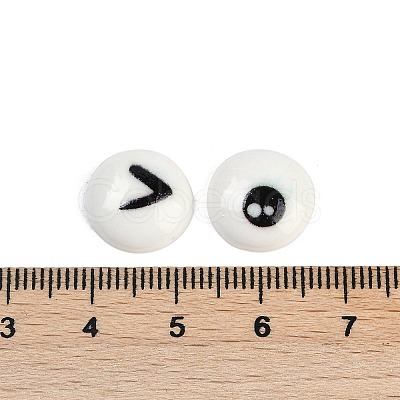White and Black Flat Round Cartoon Resin Cabochons LS-CRES-Q009-01J-1