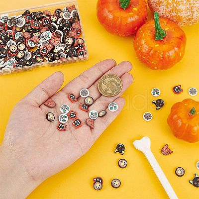 240Pcs 6 Style Halloween Handmade Polymer Clay Cabochons CLAY-AR0001-35-1