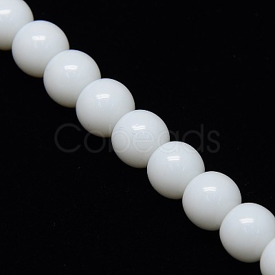 Opaque Solid Color Crystal Glass Round Beads Strands EGLA-F037-10mm-E01-1