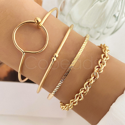 4Pcs 4 Styles Alloy Bangles WG70F83-07-1