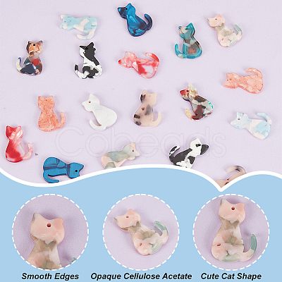 20Pcs 10 Colors Opaque Cellulose Acetate(Resin) Pendants RESI-PH0001-82-1