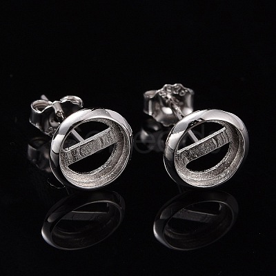 Anti-Tarnish Rhodium Plated 925 Sterling Silver Stud Earring Settings STER-F032-04P-1
