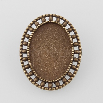 Vintage Alloy Brooch Cabochon Bezel Settings X-PALLOY-O038-33AB-NF-1
