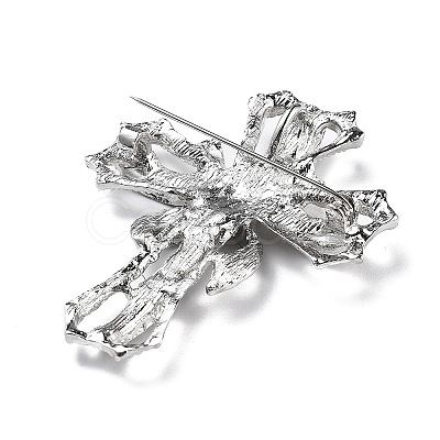 Cross Alloy Rhinestone Brooch Pins JEWB-Z034-06P-02-1