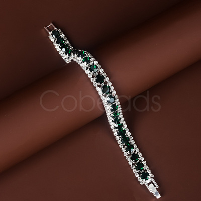 Square Alloy Rhinestone Cup Chain Bracelets for Women WG1D83C-04-1