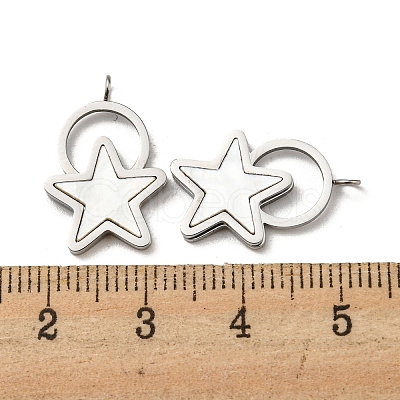 304 Stainless Steel Shell Pendants STAS-L022-013P-1