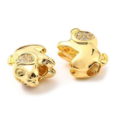 Rack Plating Brass Micro Pave Cubic Zirconia European Beads KK-M247-02G-1
