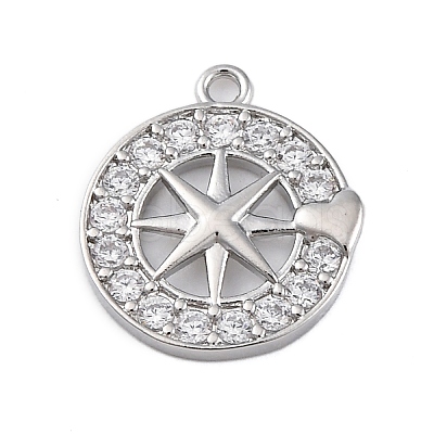 Brass Micro Pave Cubic Zirconia Pendants KK-P289-05P-1
