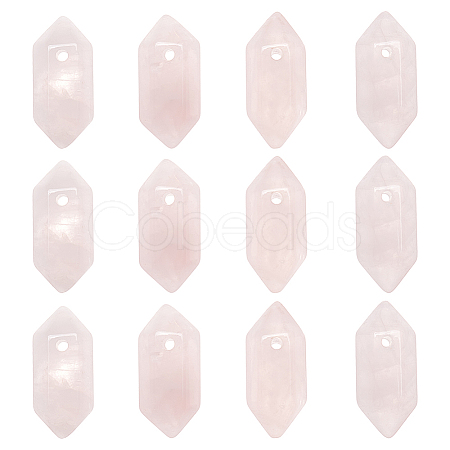 Olycraft Natural Rose Quartz Double Terminal Pointed Pendants G-OC0004-05C-1