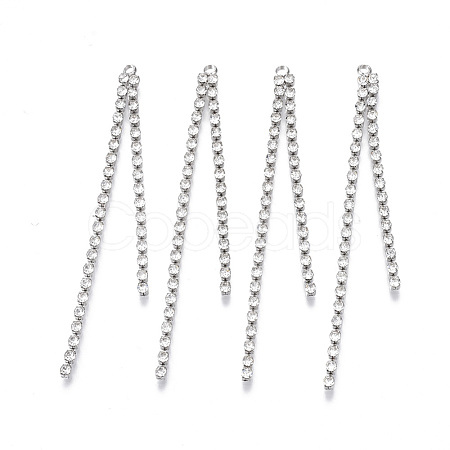Brass Rhinestone Cup Chains Tassel Big Pendants X-KK-R129-08P-1