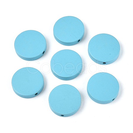 Painted Natural Poplar Wood Beads WOOD-S045-063B-07-1
