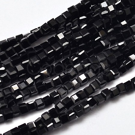 Faceted Cube Glass Beads Strands EGLA-J133-C01-1