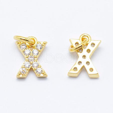 Brass Micro Pave Grade AAA Cubic Zirconia Charms ZIRC-P067-11G-X-NR-1