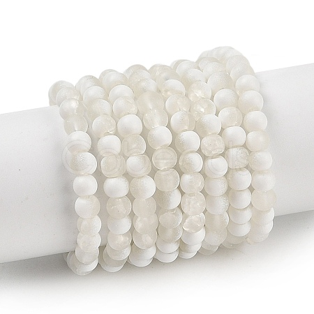Frosted Crackle Glass Beads Strands GLAA-U001-4mm-M07-1