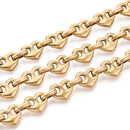 304 Stainless Steel Heart Link Chains CHS-Q009-03G-01-1