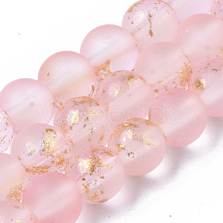 Frosted Spray Painted Glass Beads Strands GLAA-N035-03B-C06-1