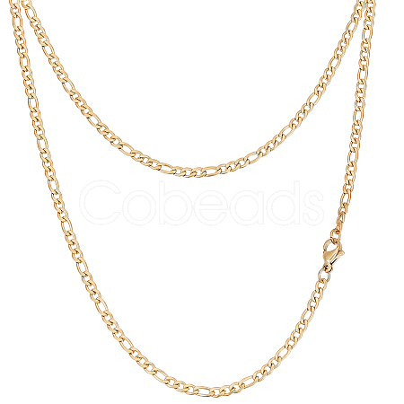4Pcs 304 Stainless Steel Figaro Chain Necklace Making STAS-BBC0006-68-1