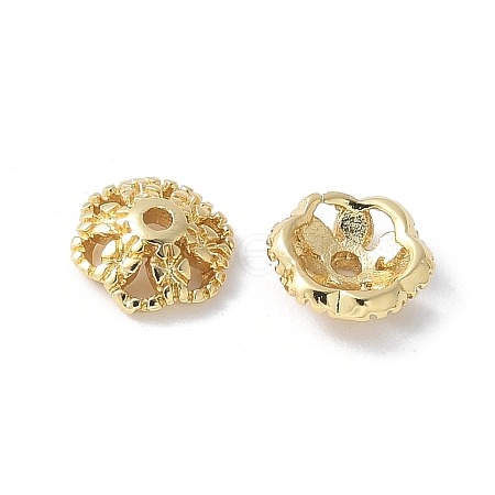 Flower Brass Bead Caps KK-F892-34G-10-1