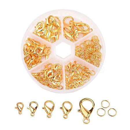 Alloy Lobster Claw Clasps and Jump Rings Set PALLOY-X0004-G-B-1