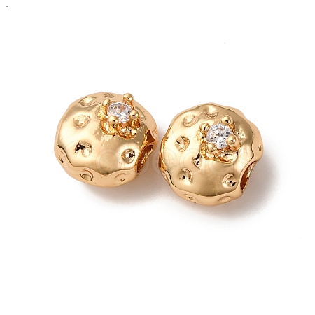 Brass Micro Pave Clear Cubic Zirconia Beads KK-Z112-23G-1