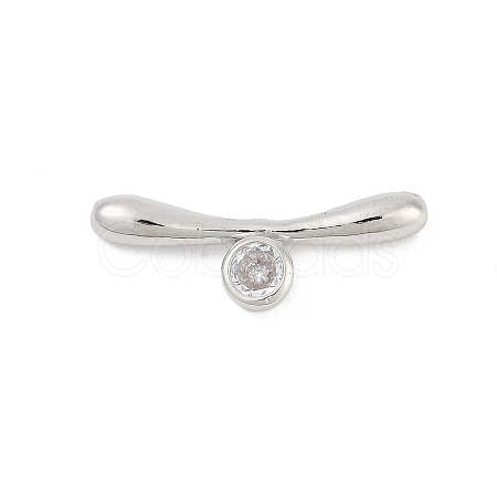 Brass Micro Pave Clear Cubic Zirconia Toggle Clasps Parts KK-U051-05P-1