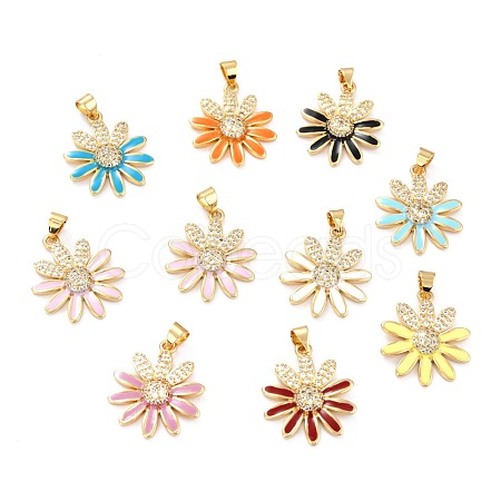 Real 18K Gold Plated Brass Micro Pave Cubic Zirconia Pendants ZIRC-L100-087G-1