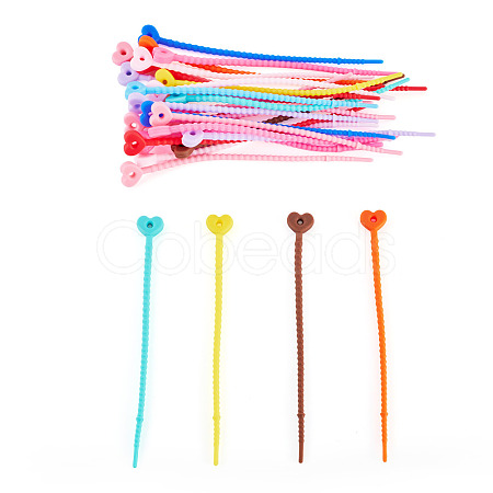 30Pcs Heart Shaped Silicone Cable Zip Ties AJEW-TADJ0001-11-1