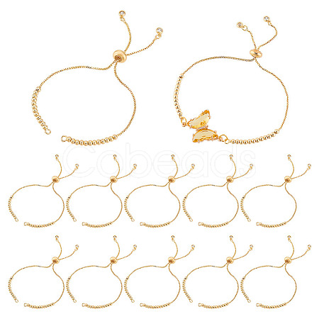 12Pcs Brass Beaded Slider Bracelets MAK-GA0001-02-1