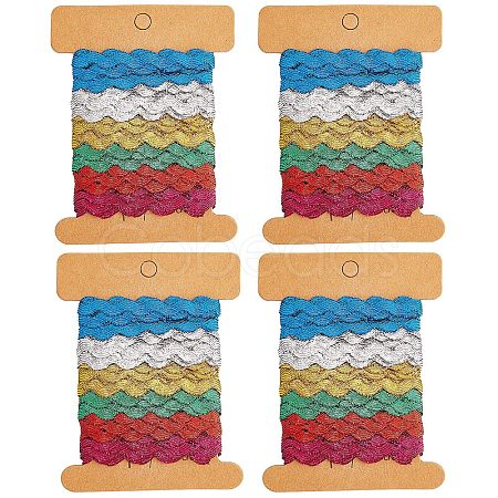6 Yards 6 Colors Polyester Wavy Fringe Trim Ribbon OCOR-WH0080-44B-1