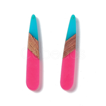 Opaque Resin & Walnut Wood Pendants RESI-M027-12I-1