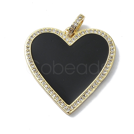 Rack Plating Real 18K Gold Plated Brass Micro Pave Cubic Zirconia Pendants KK-B084-03G-04-1