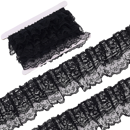 10M Double Layer Polyester Flower Lace Trim Ribbon OCOR-GF0004-58B-1