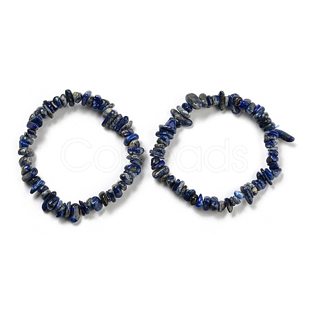 Natural Lapis Lazuli Chip Beaded Stretch Bracelet G-H294-01B-03A-1