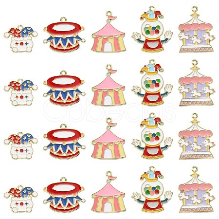 30Pcs 5 Styles Circus Theme Alloy Enamel Pendants ENAM-CJ0004-78-1