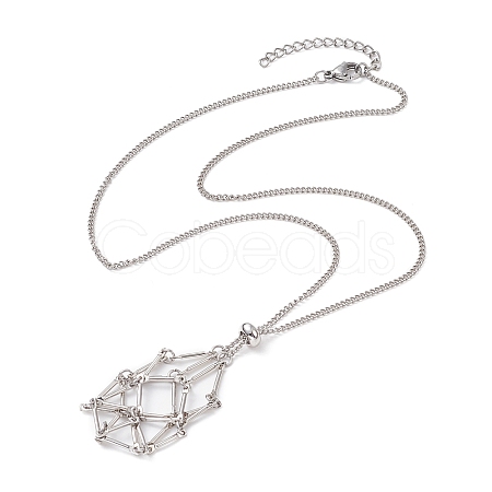 Brass Braided Macrame Pouch Empty Stone Holder for Pendant Necklace Making NJEW-JN04331-02-1