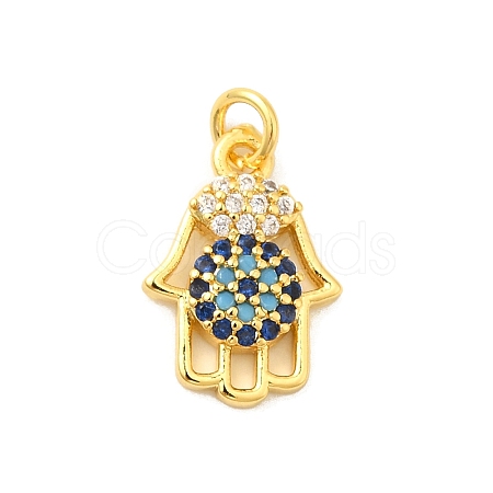 Real 18K Gold Plated Rack Plating Brass Micro Pave Cubic Zirconia Pendants Charms KK-S396-01J-1
