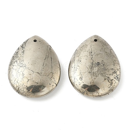 Teardrop Natural Pyrite Pendants G-I125-35A-A-1