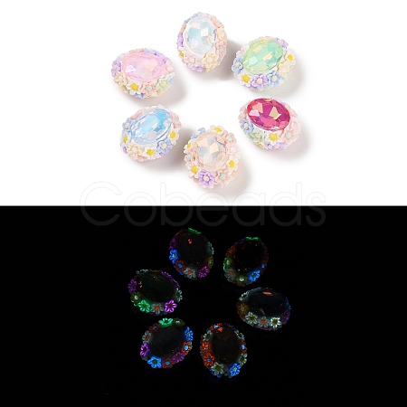 Handmade Luminous Polymer Clay Rhinestone Beads CLAY-H003-05-1