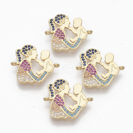 Brass Micro Pave Cubic Zirconia Links Connectors ZIRC-T012-80G-1