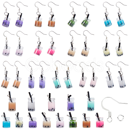 SUNNYCLUE DIY Imitation Bubble Tea/Boda Milk Tea Dangle Earring Making Kits DIY-SC0018-91-1