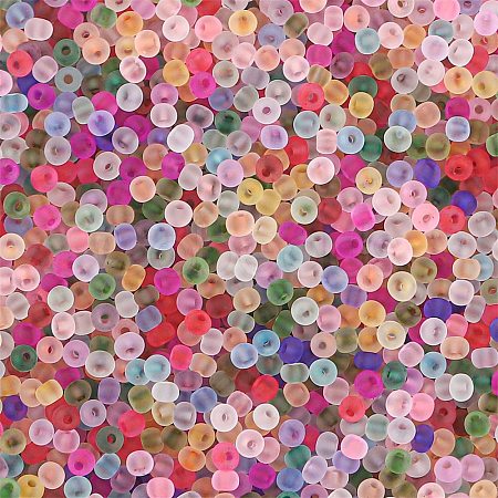 Frosted Colors Glass Seed Beads GLAA-H030-09I-1