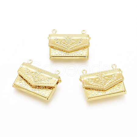 Brass Locket Pendants X-KK-G386-11G-1