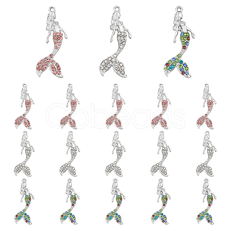 18PCS 3Colors Alloy with Rhinestone Pendants FIND-DC0004-15-1