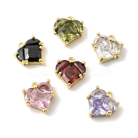 Brass Pave Cubic Zirconia Heart Charms KK-F929-04G-1