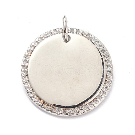 Brass Micro Pave Clear Cubic Zirconia Pendants ZIRC-L091-072P-1