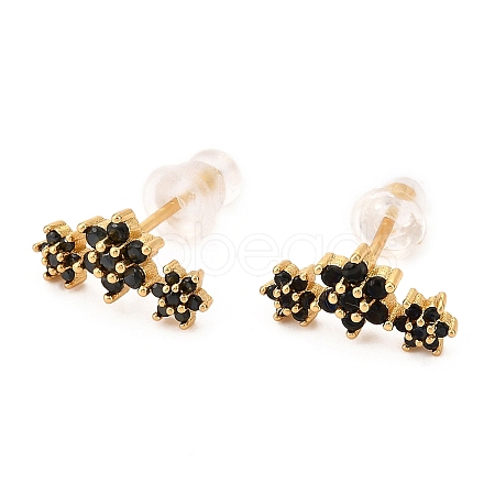Brass Micro Pave Cubic Zirconia Stud Earrings LS-EJEW-F273-15F-G-1