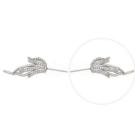 Brass Micro Pave Clear Cubic Zirconia Fishtail Head Pins BAPE-PW0002-10A-P-1