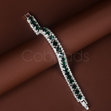 Square Alloy Rhinestone Cup Chain Bracelets for Women WG1D83C-04-1