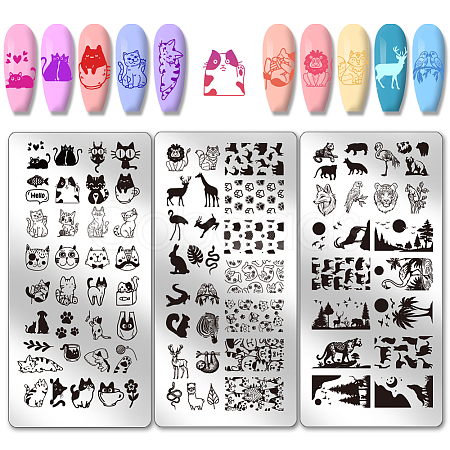 Stainless Steel DIY Nail Art Templates MRMJ-WH0092-096-1